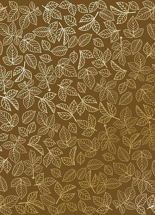 Аркуш односторонній паперу з фольгуванням, дизайн golden rose leaves milk chocolate, 30,5 см х 30,5 см