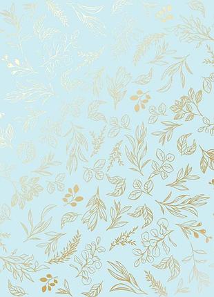 Аркуш односторонній паперу з фольгуванням, дизайн golden branches blue, 30,5 см х 30,5 см
