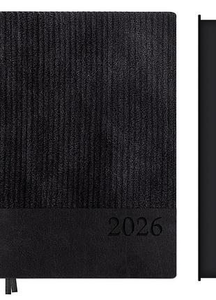 Деловой ежедневник датированный 2026 leo planner velvet а5 368 стр. мягкий черный