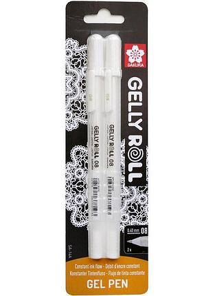 Набор гелевых ручек gelly roll basic medium 08 белая 2шт sakura