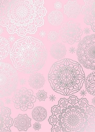 Лист односторонней бумаги с серебряным тиснением, дизайн silver napkins light pink, 30,5см х 30,5см