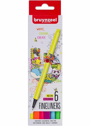 Набір лінерів fineliner neon неонові кольори 6кол bruynzeel