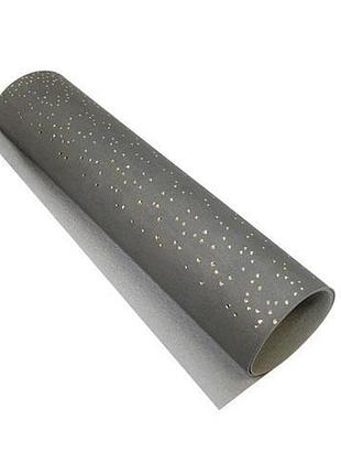 Отрез кожзама с тиснением золотой фольгой, дизайн golden mini drops gray, 50см х 25см