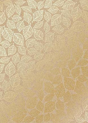 Лист односторонней бумаги с фольгированием, дизайн golden leaves mini, kraft, 30,5см х 30,5см