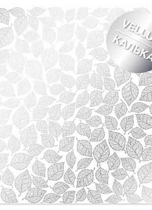 Лист кальки (веллум) с серебряным узором silver leaves mini, 29.7cm x 30.5cm