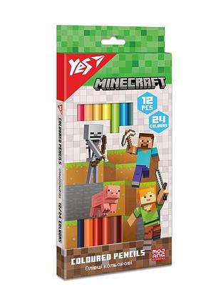 Олівці кольорові yes 12/24 кол. minecraft