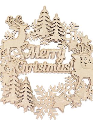 Рождественский венок из мдф merry christmas , 325x300мм, заготовка для декорирования #212