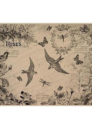 Лист крафт бумаги с рисунком vintage women's world #06, 42x29,7 см