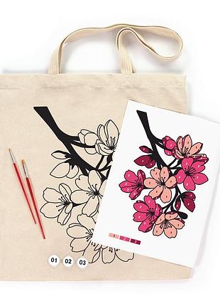 Набір, екосумка-розмальовка, „flowers“, бавовна 220 г/м2, 38х42см, rosa talent