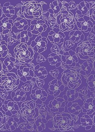 Аркуш односторонній паперу зі срібним тисненням, дизайн silver pion, lavender, 30,5 см х 30,5 см