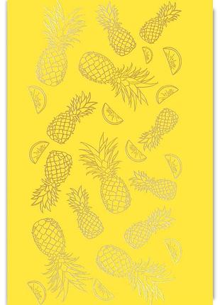 Аркуш односторонній паперу з фольгуванням, дизайн golden pineapple yellow a4 21х30 см