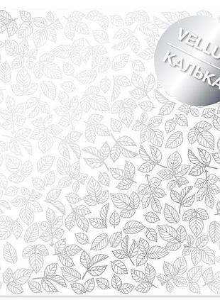 Лист кальки (веллум) с серебряным узором silver rose leaves, 29.7cm x 30.5cm