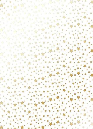 Лист односторонней бумаги с фольгированием, дизайн golden stars white, 30,5см х 30,5см