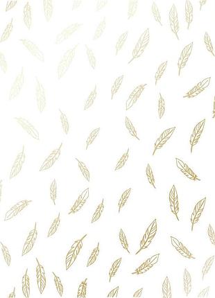 Лист односторонней бумаги с фольгированием, дизайн golden feather white, 30,5см х 30,5см