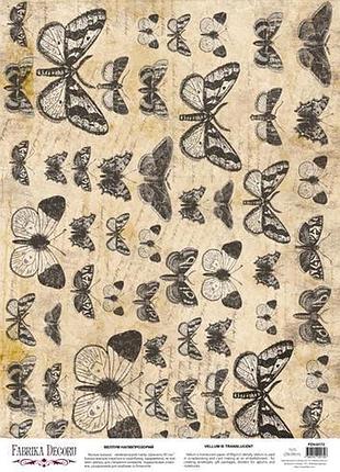Деко веллум (лист кальки с рисунком) vintage butterflies, а3 (29,7см х 42см)