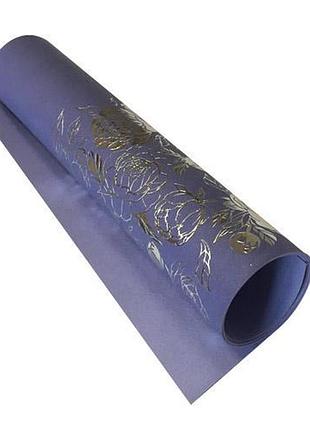 Отрез кожзама с тиснением серебряной фольгой, дизайн silver peony passion, color lavender, 50см х 25см