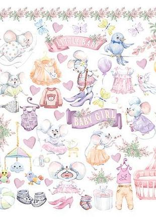 Лист с картинками для вырезания my little mousy girl 20х20 см