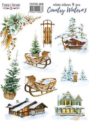 Набор наклеек (стикеров) 9шт country winter #268