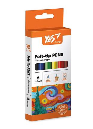 Фломастеры yes o`range line 6 цветов в картонной коробке