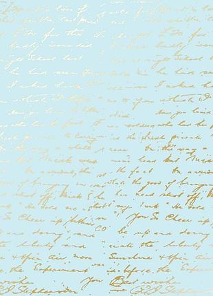 Лист односторонней бумаги с фольгированием, дизайн golden text blue, 30,5см х 30,5см