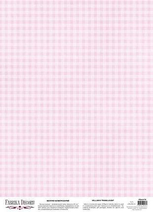 Деко веллум (лист кальки с рисунком) gingham pink, а3 (29,7см х 42см)