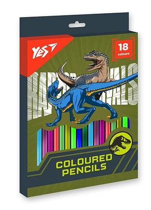 Карандаши цветные yes 18 цветов jurassic world хаки