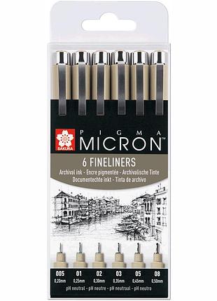 Набір лайнерів pigma micron 6шт sakura