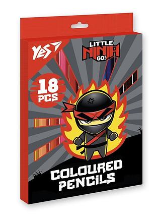 Карандаши цветные yes 18 цв ninja красно серый