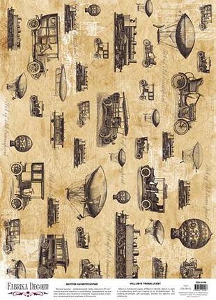 Деко веллум (лист кальки с рисунком) vintage travel, а3 (29,7см х 42см)