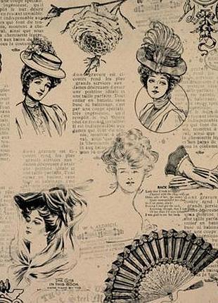 Декупажная карта на крафт бумаге 21x29,7см, pages from the past , #00124