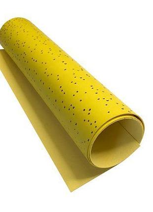 Відріз шкірозамінника з тисненням золотою фольгою, дизайн golden mini drops yellow, 50 см х 25 см