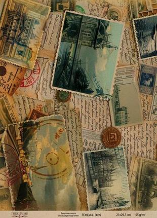 Декупажна карта на крафт паперу 21x29,7 см, travels, #0092