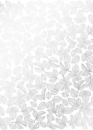 Лист односторонней бумаги с серебряным тиснением, дизайн silver rose leaves, white, 30,5см х 30,5см
