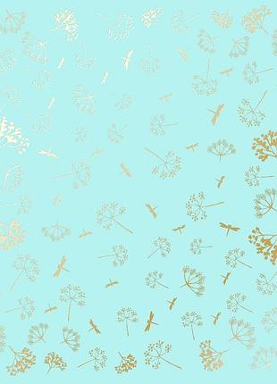 Лист односторонней бумаги с фольгированием, дизайн golden dill turquoise, 30,5см х 30,5см