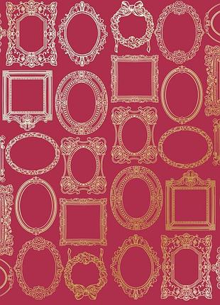 Аркуш односторонній паперу з фольгуванням, дизайн golden frames, color blackberry, 30,5 см х 30,5 см