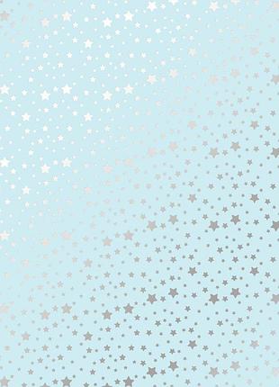 Аркуш односторонній паперу зі срібним тисненням, дизайн silver stars blue, 30,5 см х 30,5 см