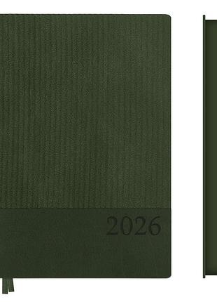 Деловой ежедневник датированный 2026 leo planner velvet а5 368 стр. мягкий темно-зеленый