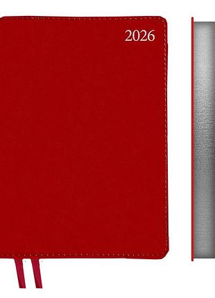 Щоденник а5 leo planner датований 2026 "aldento", інтегральний, червоний, 368 сторінок