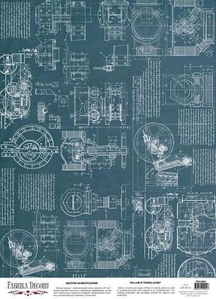 Деко веллум (лист кальки с рисунком) vintage blueprints, а3 (29,7см х 42см)