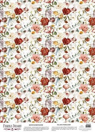 Деко веллум (лист кальки с рисунком) peony passion, а3 (29,7см х 42см)