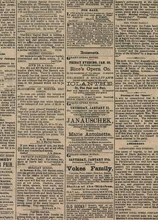 Декупажная карта на крафт бумаге 29,7x21см, vintage newspaper , #0076