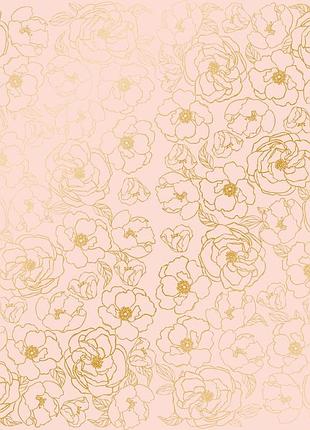 Лист односторонней бумаги с фольгированием, дизайн golden pion peach, 30,5см х 30,5см