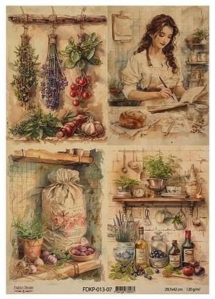 Аркуш крафт паперу з малюнком cooking delights, #7, 42x29,7 см