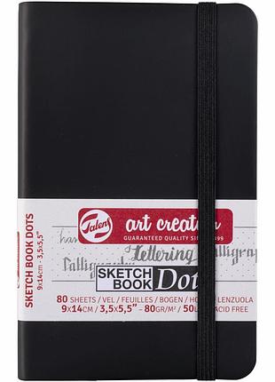 Блокнот для графіки та каліграфії у крапку talens art creation dots а6 (9х14см) 80г/м2 80л чорний royal talens
