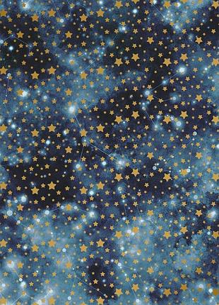 Лист односторонней бумаги с фольгированием, дизайн golden stars, mystical cosmos, 30,5см х 30,5см