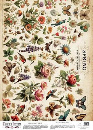 Деко веллум (лист кальки с рисунком) spring botanical story цветочная фантазия, а3 (29,7см х 42см)