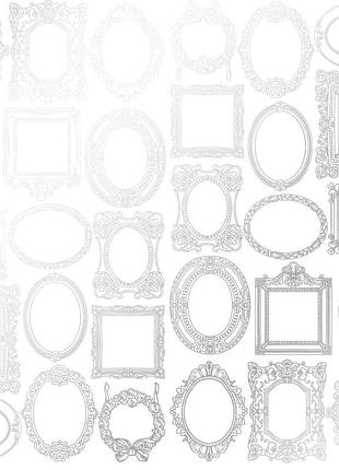 Лист односторонней бумаги с серебряным тиснением, дизайн silver frames white, 30,5см х 30,5см