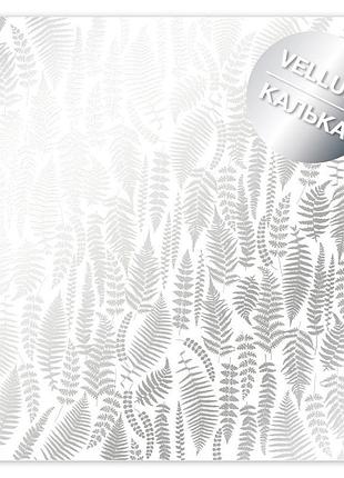 Лист кальки (веллум) с серебряным узором silver fern, 29.7cm x 30.5cm