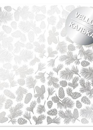 Лист кальки (веллум) с серебряным узором silver pine cones, 29.7cm x 30.5cm