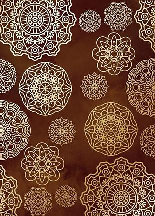 Лист односторонней бумаги с фольгированием, дизайн golden napkins, brown aquarelle, 30,5см х 30,5см